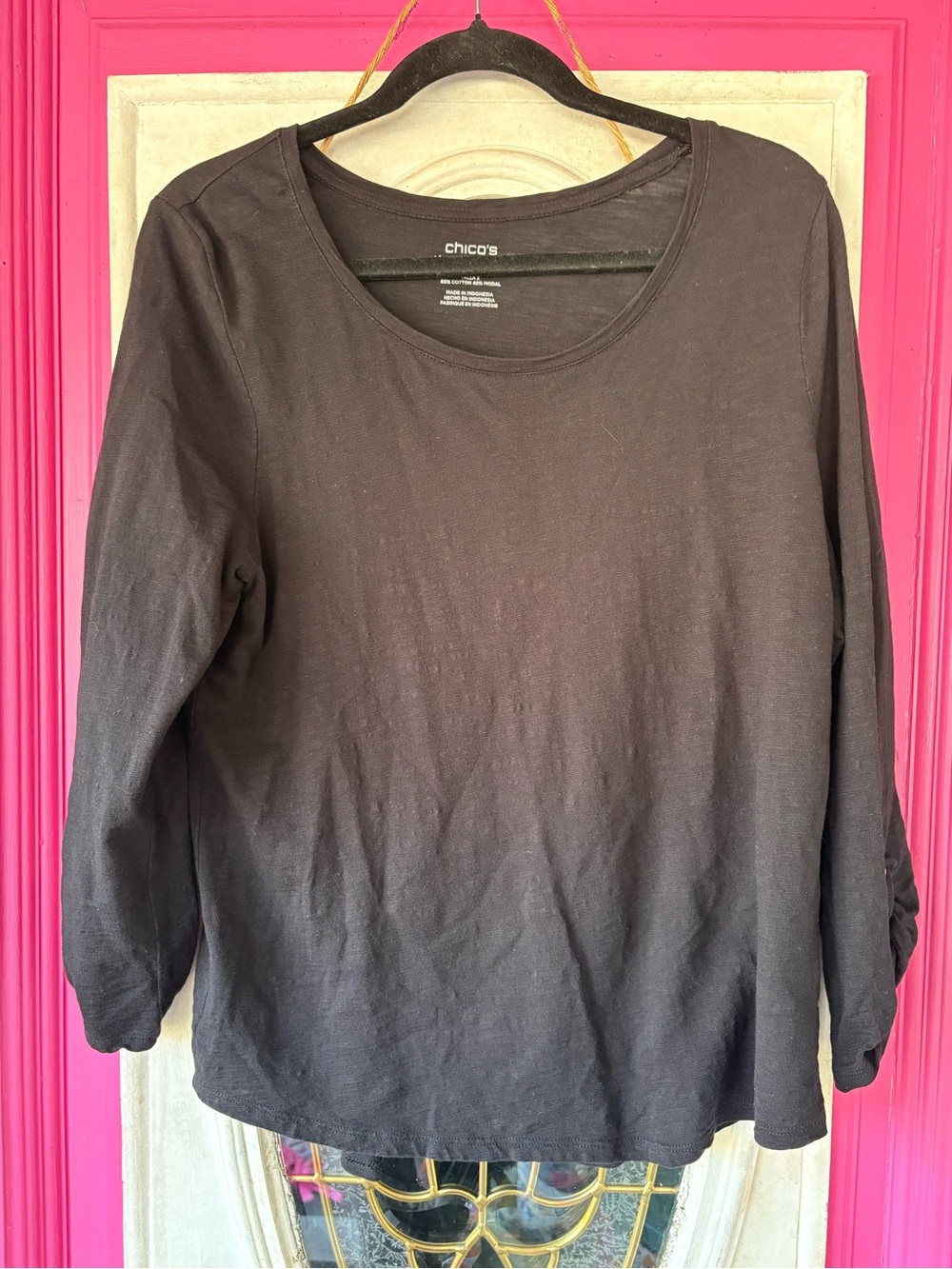 Chico's The Perfect Tee Black Long Sleeve Scoop Neck Top chicos 2